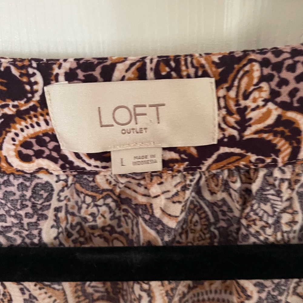 LOFT Brown Paisley Floral Peasant Blouse - Picture 3 of 4